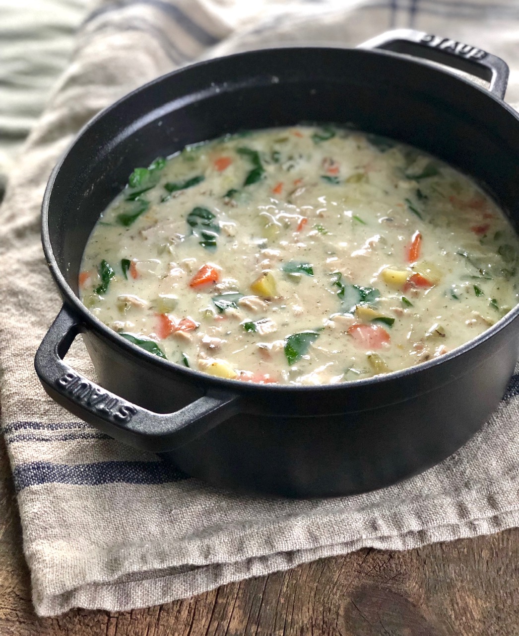 Chicken soup with homemade bone broth WholeFed Homestead